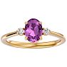 Pink Gemstones 1 1/2 Carat Oval Shape Pink Topaz and Two Diamond Ring In 14 Karat Yellow Gold Image-1