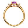 Pink Gemstones 1 1/2 Carat Oval Shape Pink Topaz and Two Diamond Ring In 14 Karat Yellow Gold Image-3