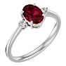 Garnet Ring: Garnet Jewelry: 1 1/2 Carat Oval Shape Garnet and Two Diamond Ring In 14 Karat White Gold Image-2