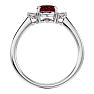Garnet Ring: Garnet Jewelry: 1 1/2 Carat Oval Shape Garnet and Two Diamond Ring In 14 Karat White Gold Image-3