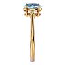 Aquamarine Ring: Aquamarine Jewelry: 1 1/4 Carat Oval Shape Aquamarine and Two Diamond Ring In 14 Karat Yellow Gold Image-4