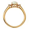 1 Carat Oval Shape Opal Ring with Two Diamonds In 14 Karat Yellow Gold Image-3