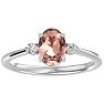 1-1/4 Carat Oval Shape Morganite and Two Diamond Ring In 14 Karat White Gold Image-1