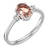 1-1/4 Carat Oval Shape Morganite and Two Diamond Ring In 14 Karat White Gold Image-2
