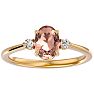 1-1/4 Carat Oval Shape Morganite and Two Diamond Ring In 14 Karat Yellow Gold Image-1