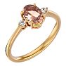1-1/4 Carat Oval Shape Morganite and Two Diamond Ring In 14 Karat Yellow Gold Image-2