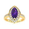 1 Carat Marquise Amethyst and Diamond Ring In 14 Karat Yellow Gold Image-1