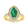 1 Carat Marquise Emerald and Diamond Ring In 14 Karat Yellow Gold Image-1