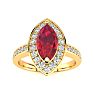1 Carat Marquise Ruby and Diamond Ring In 14 Karat Yellow Gold Image-1
