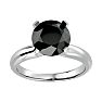 4 Carat Black Diamond Solitaire Engagement Ring In 14 Karat White Gold