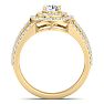 Moissanite Engagement Ring; 1 1/2 Carat Moissanite Double Halo Engagement Ring In 14 Karat Yellow Gold Image-3