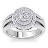 1 1/2 Carat Double Halo Diamond Engagement Ring In 14 Karat White Gold Image-1