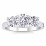 Moissanite Engagement Ring; 2 Carat Moissanite Three Stone Ring In 14 Karat White Gold Image-1