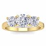 Moissanite Engagement Ring; 2 Carat Moissanite Three Stone Ring In 14 Karat Yellow Gold Image-1