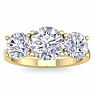 Moissanite Engagement Ring; 4 Carat Moissanite Three Stone Ring In 14 Karat Yellow Gold. Huge Amazing Ring! Image-1