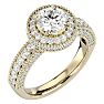Moissanite Engagement Ring; 2 1/2 Carat Moissanite Halo Engagement Ring In 14 Karat Yellow Gold Image-2