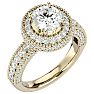 Moissanite Engagement Ring; 2 3/4 Carat Moissanite Halo Engagement Ring In 14 Karat Yellow Gold Image-2