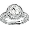 Moissanite Engagement Ring; 3 1/2 Carat Moissanite Halo Engagement Ring In 14 Karat White Gold Image-1
