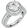 Moissanite Engagement Ring; 3 1/2 Carat Moissanite Halo Engagement Ring In 14 Karat White Gold Image-2