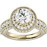 3 1/2 Carat Halo Diamond Engagement Ring In 14 Karat Yellow Gold Image-1