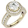 3 1/2 Carat Halo Diamond Engagement Ring In 14 Karat Yellow Gold Image-2