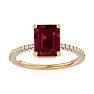 Garnet Ring: Garnet Jewelry: 3 Carat Garnet and Diamond Ring In 14 Karat Yellow Gold Image-1