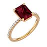 Garnet Ring: Garnet Jewelry: 3 Carat Garnet and Diamond Ring In 14 Karat Yellow Gold Image-2