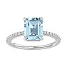 Aquamarine Ring: Aquamarine Jewelry: 2 1/3 Carat Aquamarine and Diamond Ring In 14 Karat White Gold Image-1