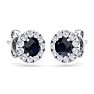 2 1/2 Carat Sapphire and Diamond Halo Stud Earrings In 14 Karat White Gold Image-4