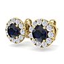 2 1/2 Carat Sapphire and Diamond Halo Stud Earrings In 14 Karat Yellow Gold Image-2