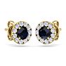 2 1/2 Carat Sapphire and Diamond Halo Stud Earrings In 14 Karat Yellow Gold Image-4
