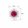 1 Carat Round Shape Flower Ruby and Diamond Halo Stud Earrings In 14 Karat White Gold Image-5
