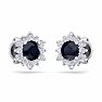 1 Carat Round Shape Flower Sapphire and Diamond Halo Stud Earrings In 14 Karat White Gold Image-4