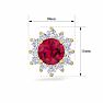 1 1/2 Carat Round Shape Flower Ruby and Diamond Halo Stud Earrings In 14 Karat Yellow Gold Image-5