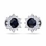 1 1/2 Carat Round Shape Flower Sapphire and Diamond Halo Stud Earrings In 14 Karat White Gold Image-4