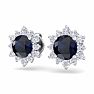 2 Carat Round Shape Flower Sapphire and Diamond Halo Stud Earrings In 14 Karat White Gold Image-2