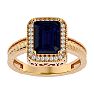 2 1/2 Carat Antique Style Sapphire and Diamond Ring in 14 Karat Yellow Gold Image-1