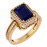 2 1/2 Carat Antique Style Sapphire and Diamond Ring in 14 Karat Yellow Gold Image-2