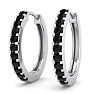1/5 Carat Black Diamond Mens Hoop Earrings In 14 Karat White Gold Image-1