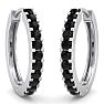 1/5 Carat Black Diamond Mens Hoop Earrings In 14 Karat White Gold Image-4