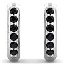 1/4 Carat Black Diamond Mens Hoop Earrings In 14 Karat White Gold Image-3