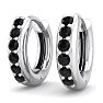 1/3 Carat Black Diamond Mens Hoop Earrings In 14 Karat White Gold Image-1