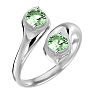 1 Carat Two Stone Green Amethyst Ring In 14 Karat White Gold Image-2