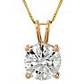 2 Carat Round Brilliant Moissanite Necklace in 14 Karat yellow Gold. Incredible, Large Gorgeous Round Moissanite Image-1