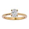 Moissanite Engagement Ring; 3/4 Carat Oval Shape Moissanite Solitaire Engagement Ring In 14 Karat Yellow Gold Image-1