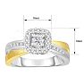 1/2 Carat Halo Diamond Engagement Ring In Two Tone Sterling Silver Image-4