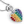 1/4 Carat Rainbow Pride Heart Necklace In 14 Karat White Gold, 18 Inches Image-3