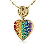 1/4 Carat Rainbow Pride Heart Necklace In 14 Karat Yellow Gold, 18 Inches Image-2