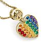 1/4 Carat Rainbow Pride Heart Necklace In 14 Karat Yellow Gold, 18 Inches Image-3