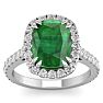 4 1/2 Carat Cushion Cut Zambian Emerald and Diamond Ring In 14 Karat White Gold Image-1
